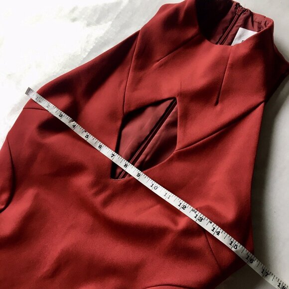 N/Nicholas Ponti Diamond Cut-Out Sleeveless Scuba Midi Cocktail Dress Red Size 6 - Picture 8 of 10